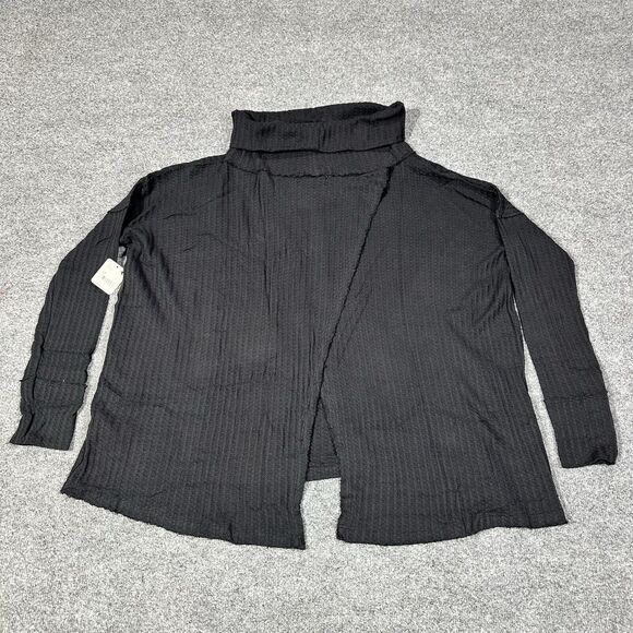 Free People Womens Juicy Medium Black Long Sleeve Cowl Split Back NWT MSRP $88 - Picture 3 of 8